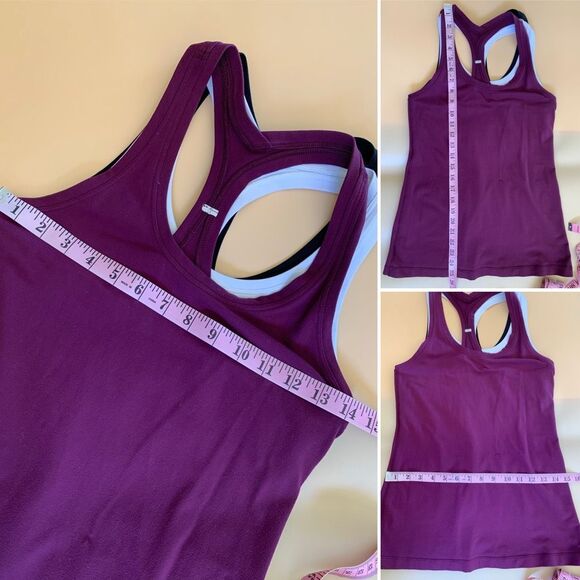 Bundle of 3 Lululemon Cool Racerback II Tank Tops in Plum, White & Black Size 8- - Picture 8 of 12